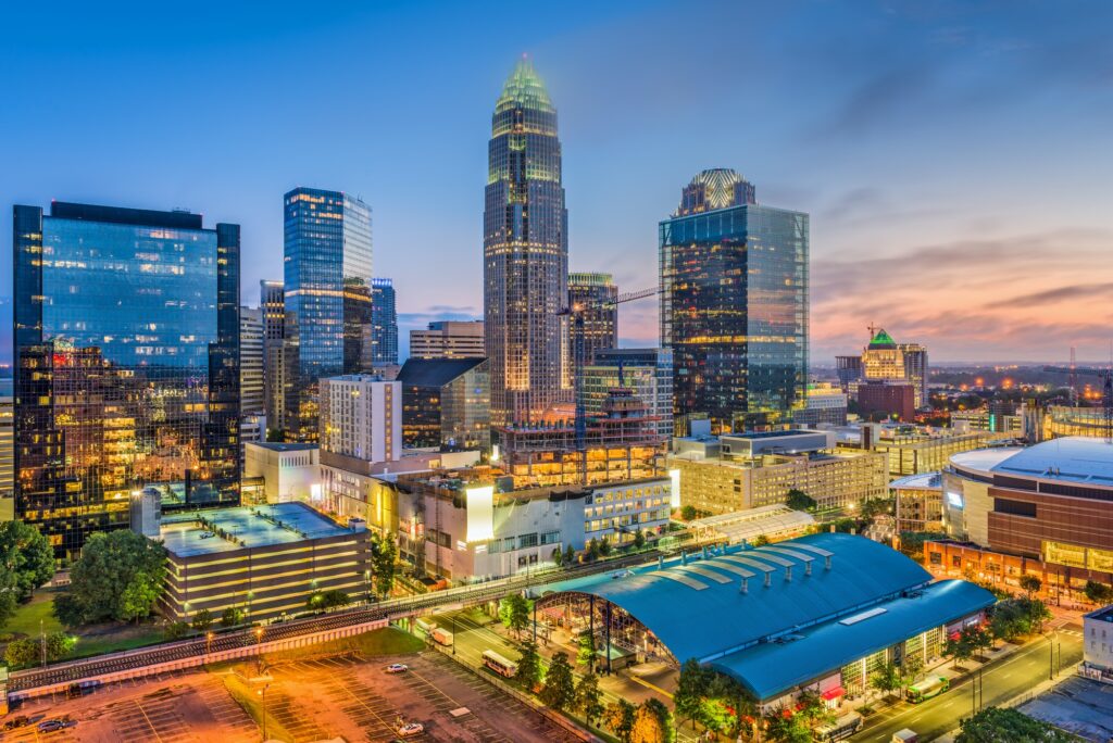 Charlotte, North Carolina, skyline, showcasing Clear to Launch's expertise in dental marketing