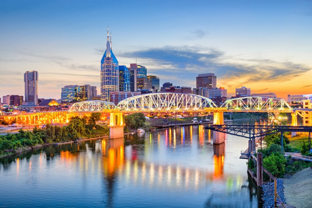 Nashville, Tennessee, skyline, highlighting Clear to Launch's solutions in dental marketing.