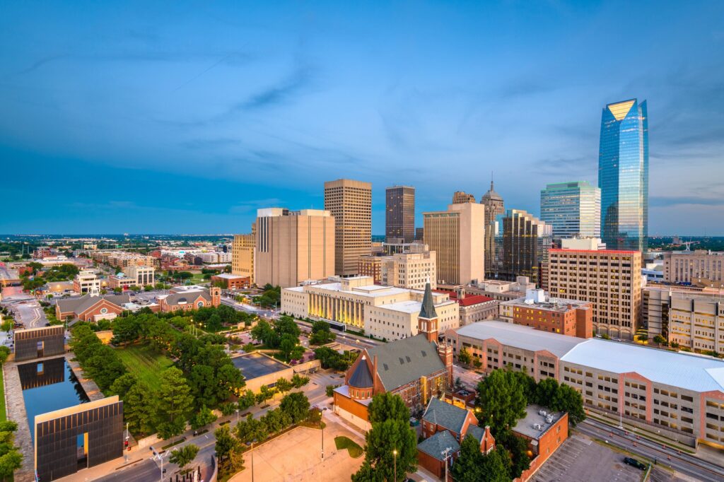 Oklahoma City, Oklahoma, skyline, with Clear to Launch driving dental marketing excellence.
