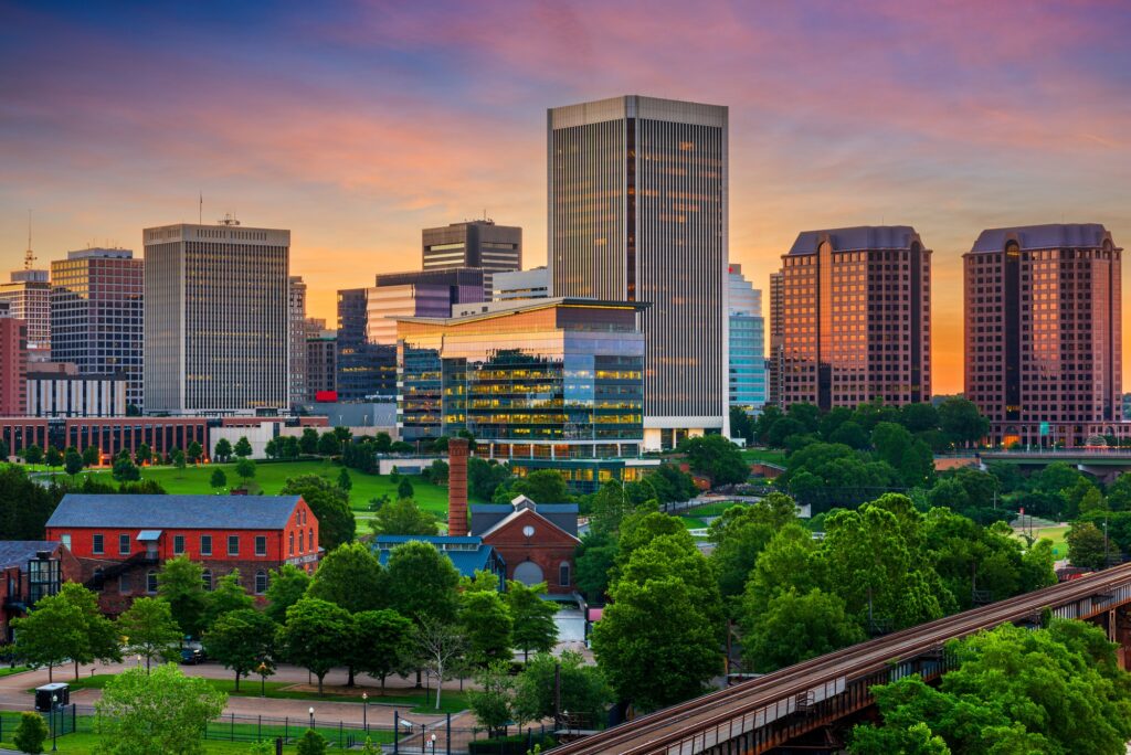 Richmond, Virginia, skyline, with Clear to Launch driving dental marketing excellence.