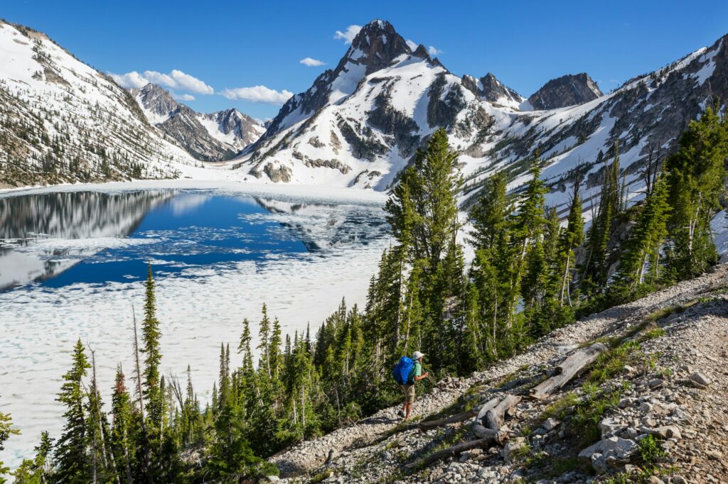 Snowy mountain hike near Meridian, ID, embodying the adventurous and resilient dental marketing strategies of Clear to Launch Dental Marketing for Meridian dental practices.