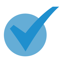 Blue checkmark symbol representing successful ad verification or campaign approval.