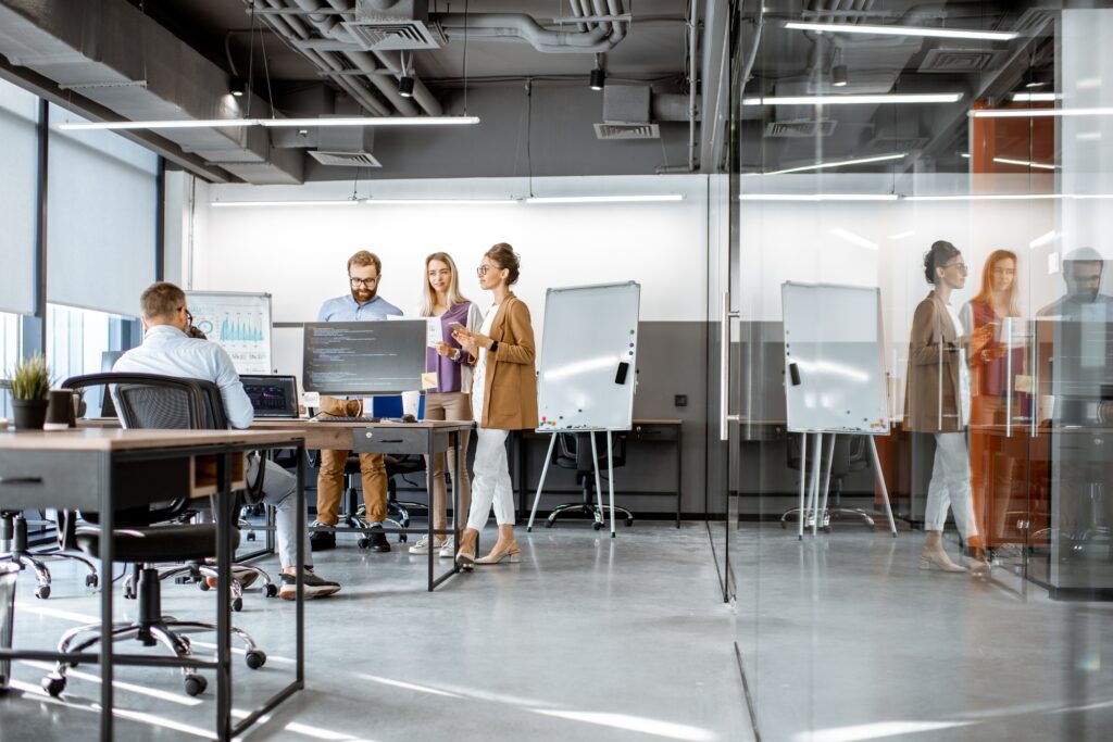 People working in the modern office